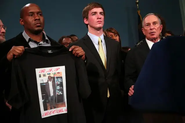 Mayor Bloomberg with survivors and relatives of victims of gun violence earlier this week